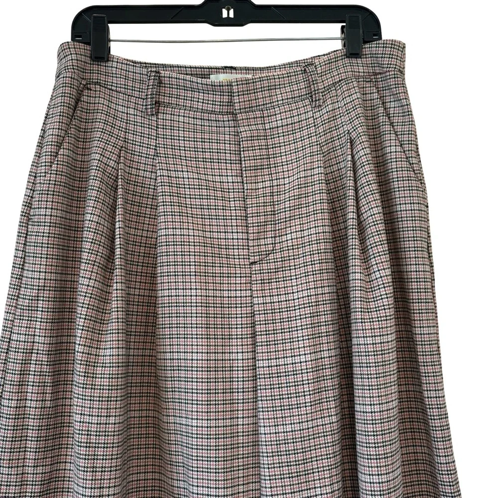 Maeve Anthropologie The Avery Pleated Wide-Leg Trousers: Plaid Edition, Sz 12 - Picture 8 of 13